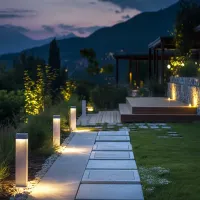 Infrastructure d'Éclairage de Jardin et Montage d'Armatures