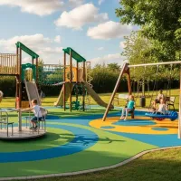 Préparation du Sol et Montage d'Équipements d'Aire de Jeux pour Enfants